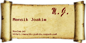 Mensik Joakim névjegykártya